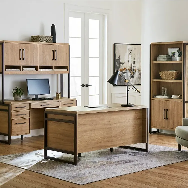 Wooden Style Office Desk and Setup